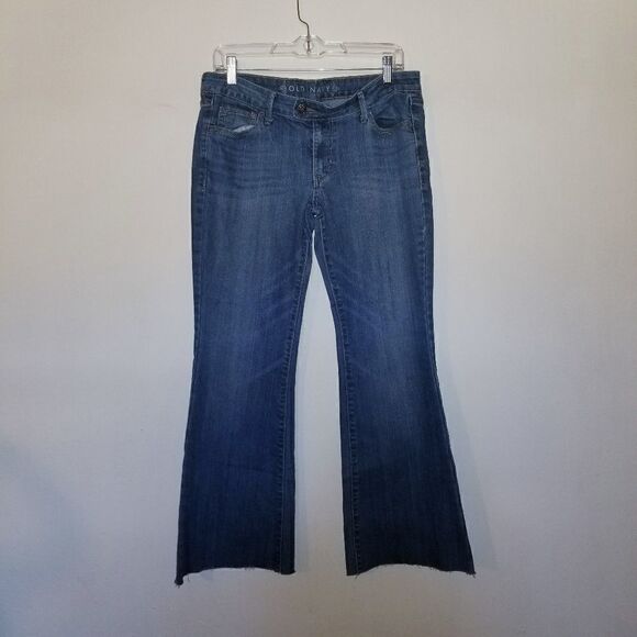 Old navy jeans wide leg  Raw hem size 8 - Picture 1 of 6